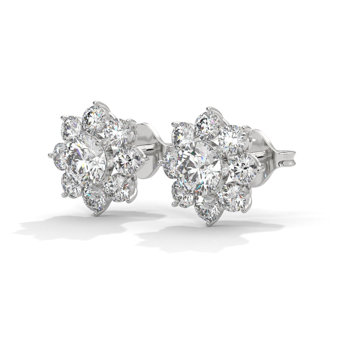 Sunburst Cluster Diamond Earrings
