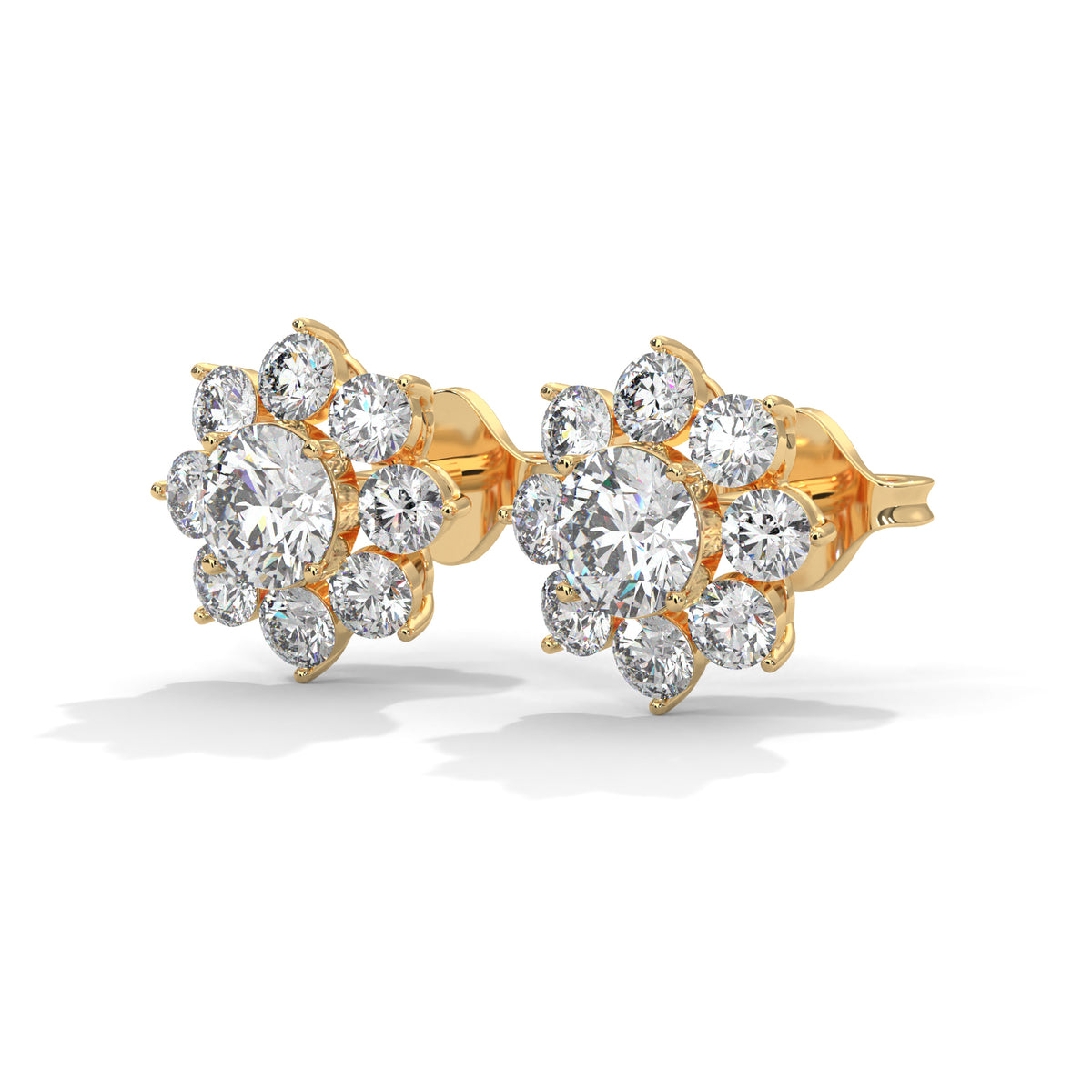 Sunburst Cluster Diamond Earrings