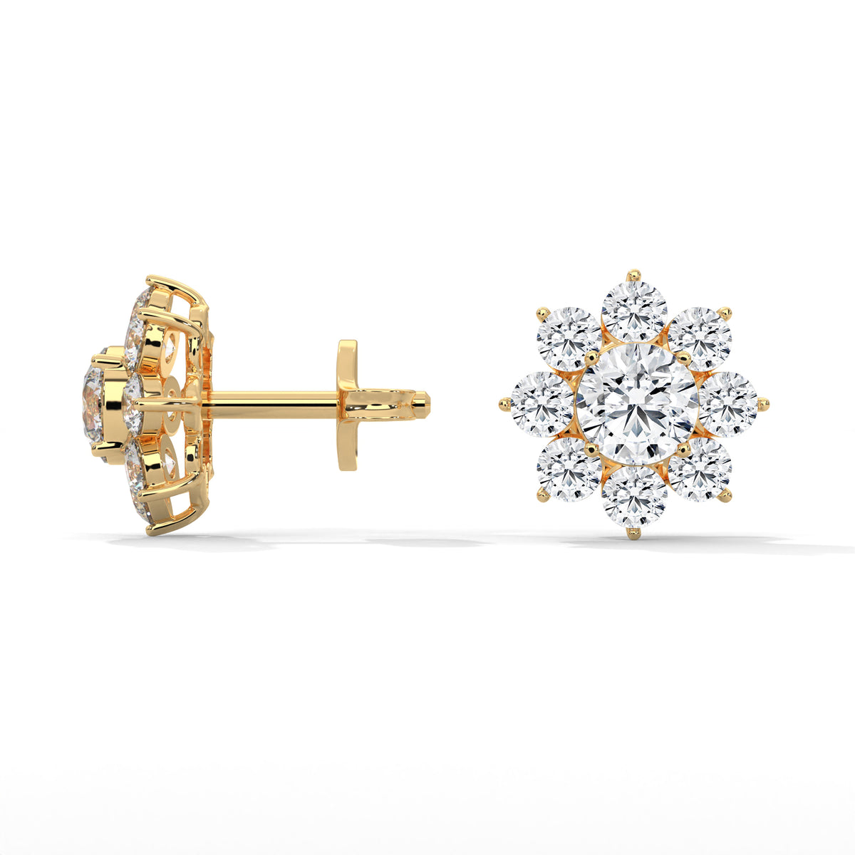 Sunburst Cluster Diamond Earrings