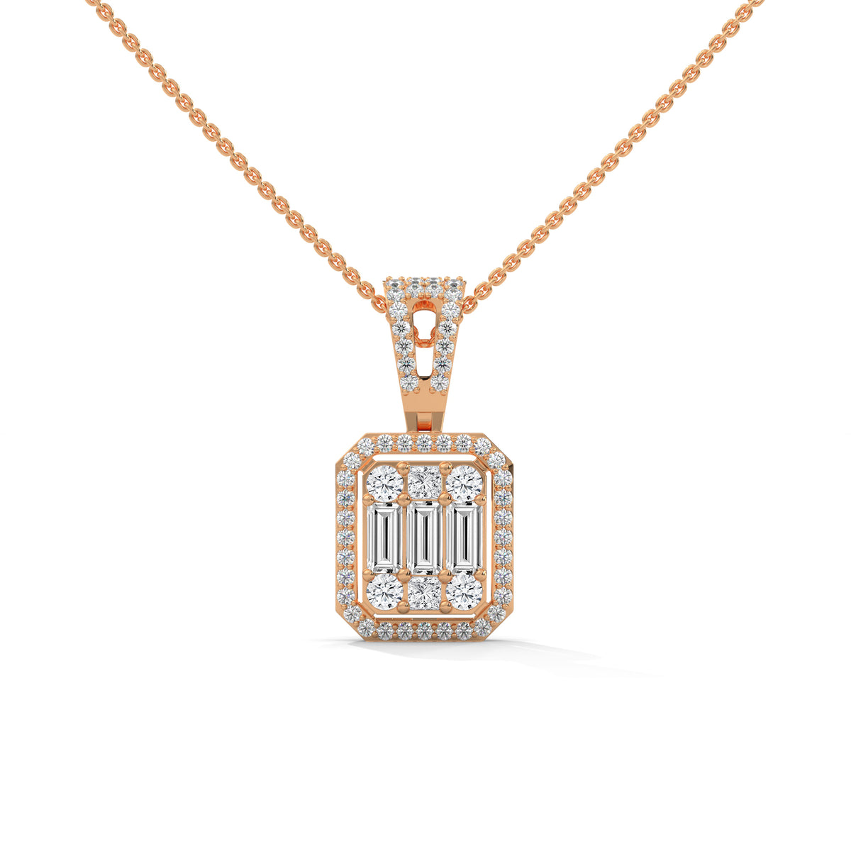 Emerald Illusion Halo Pendant