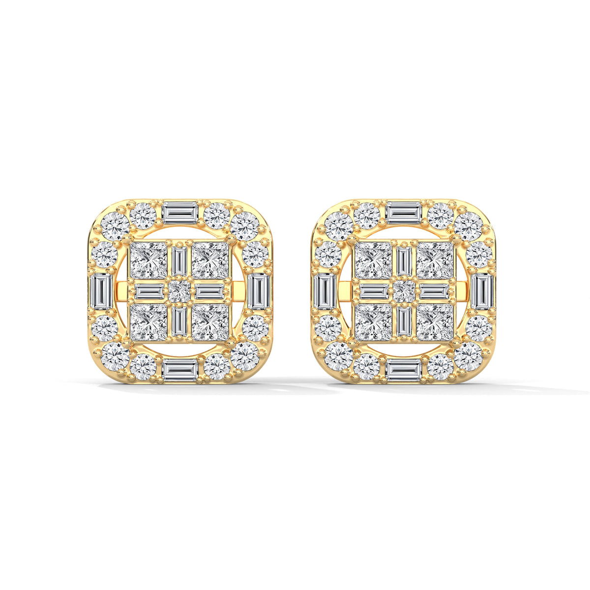 Mosaic Halo Cluster Earrings