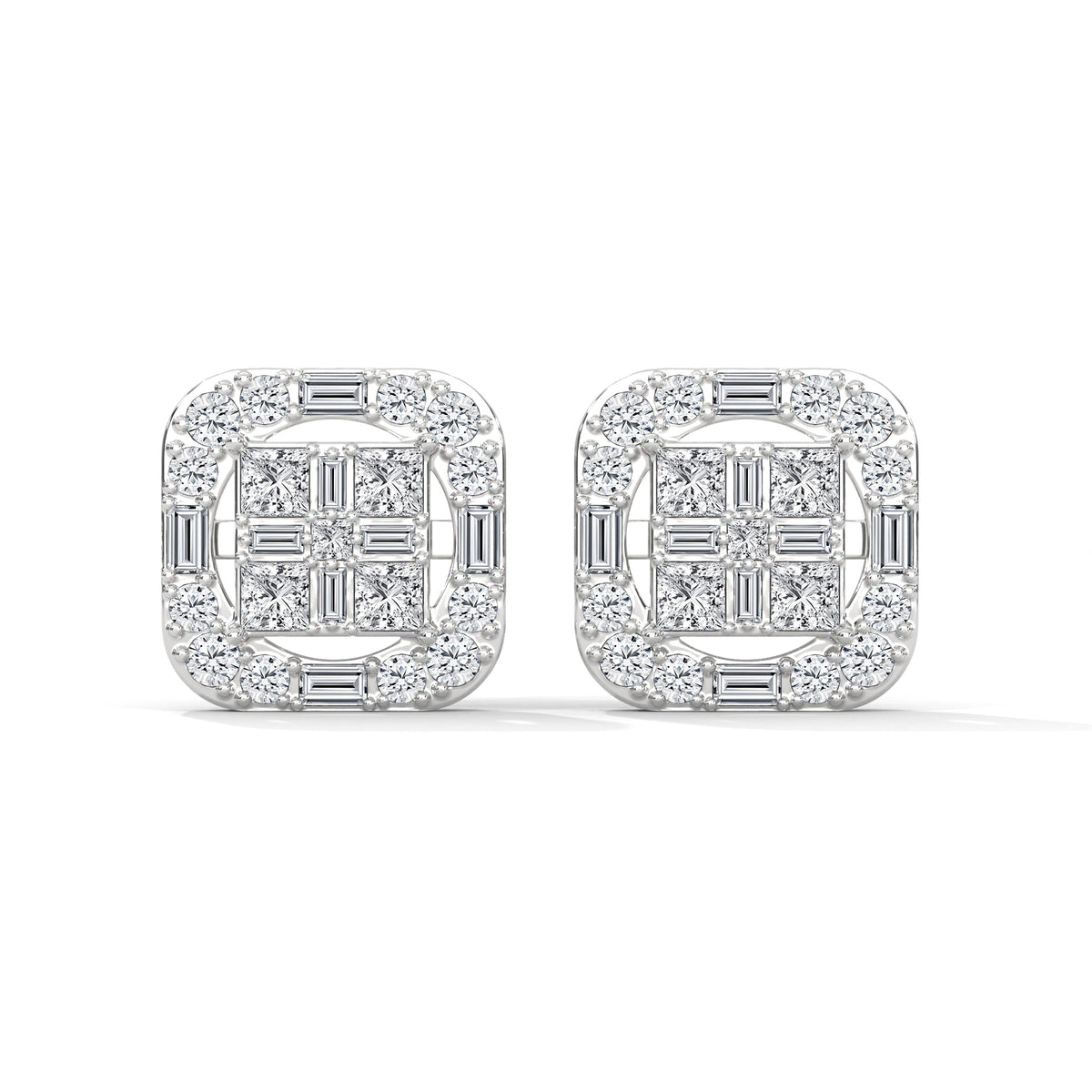 Mosaic Halo Cluster Earrings