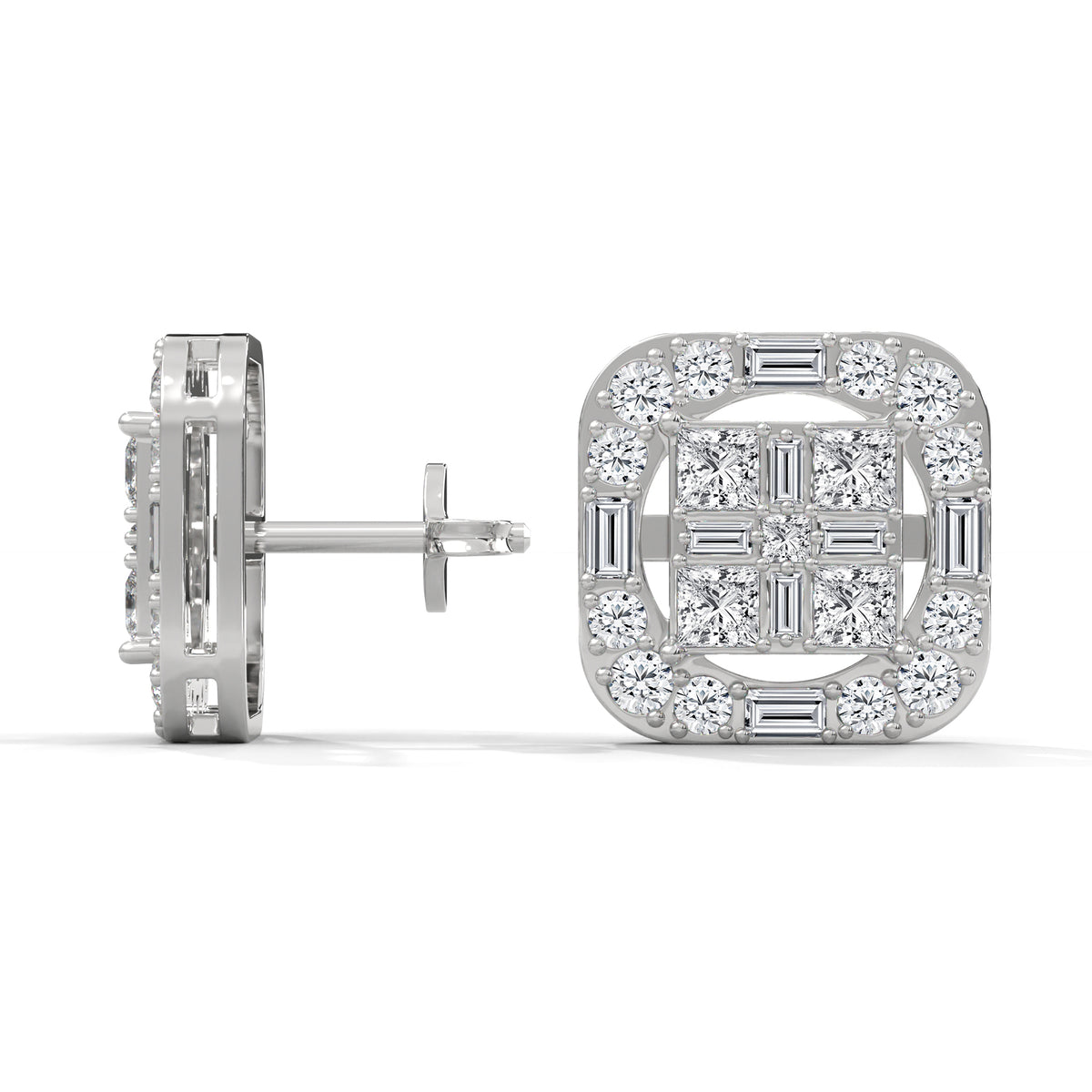 Mosaic Halo Cluster Earrings