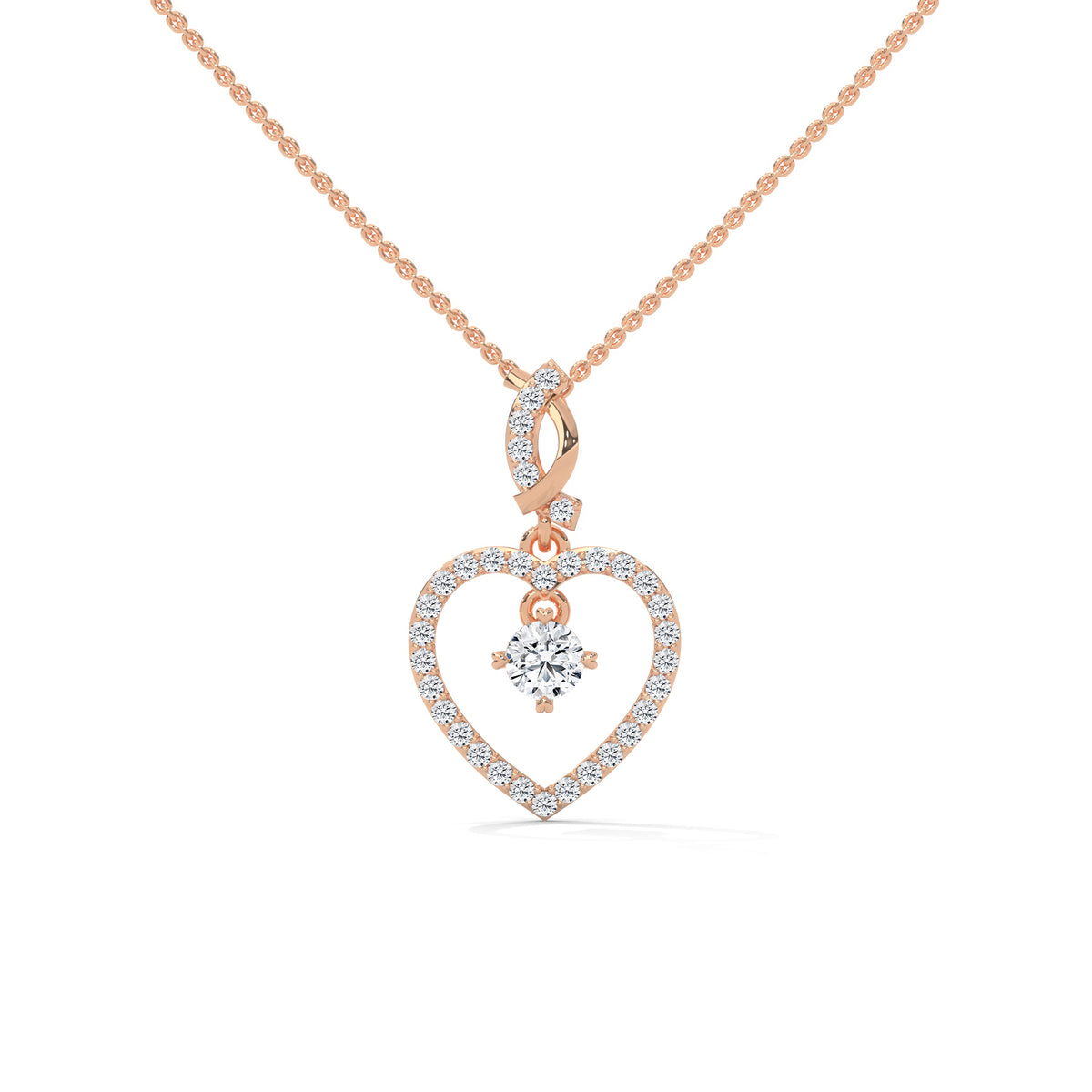 Floating Heart Solitaire Pendant Set