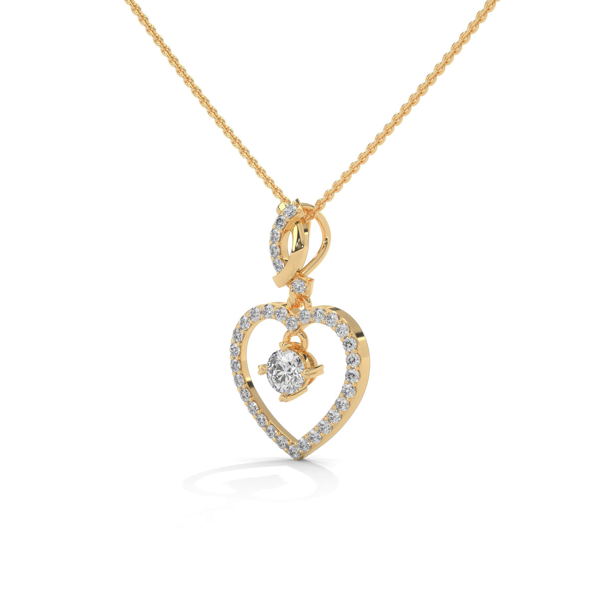 Floating Heart Solitaire Pendant Set