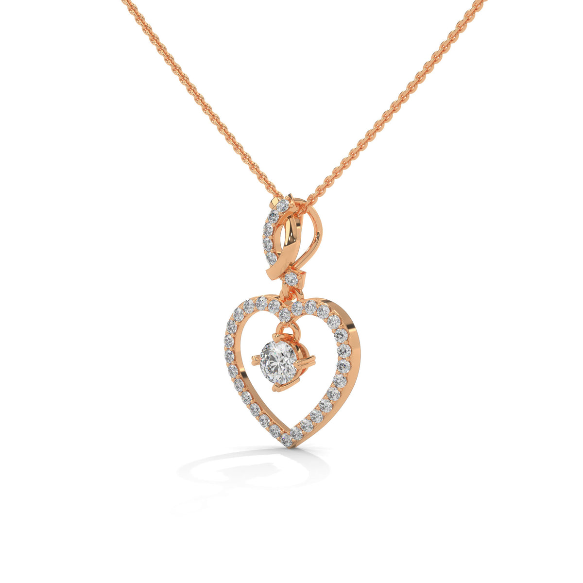 Floating Heart Solitaire Pendant Set