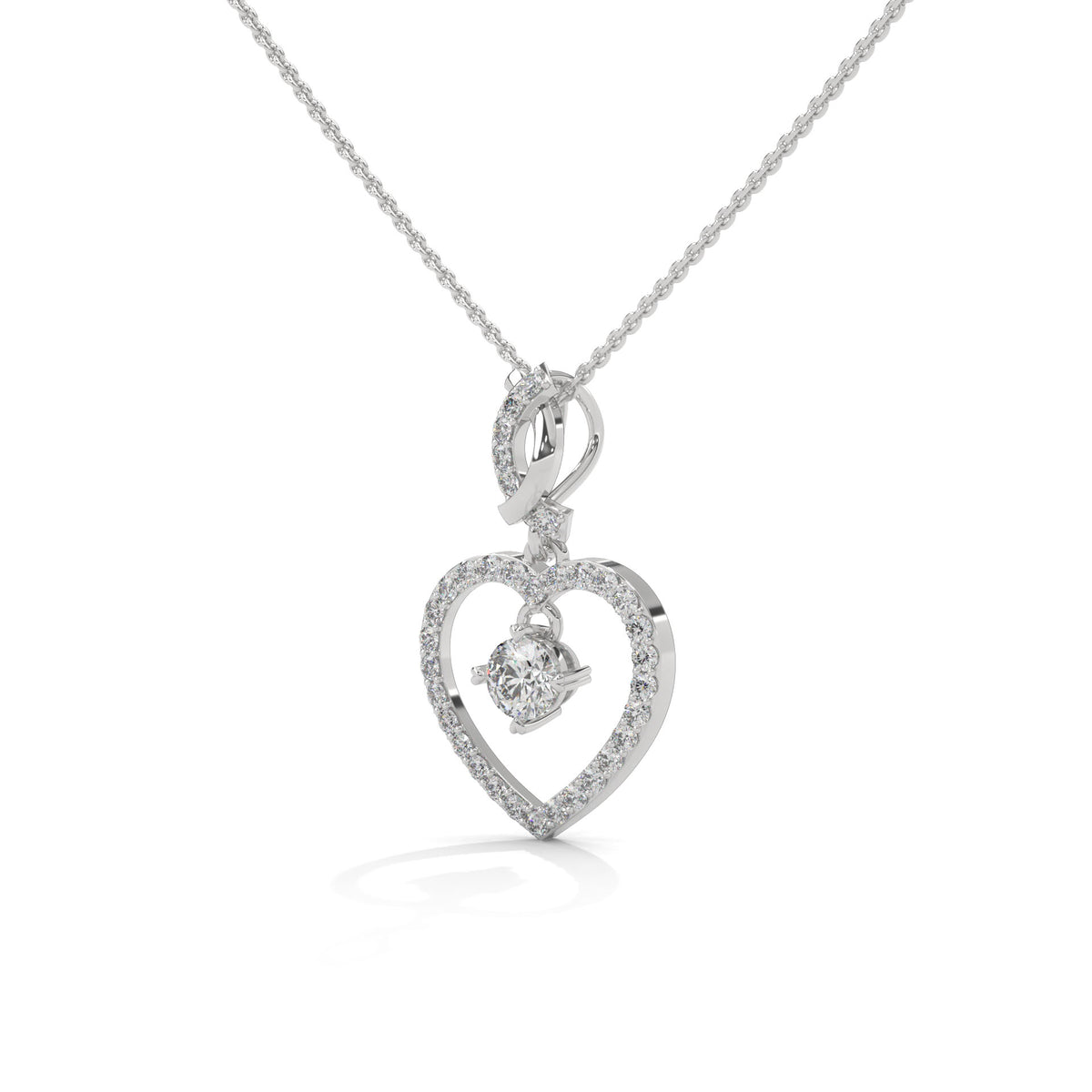 Floating Heart Solitaire Pendant Set