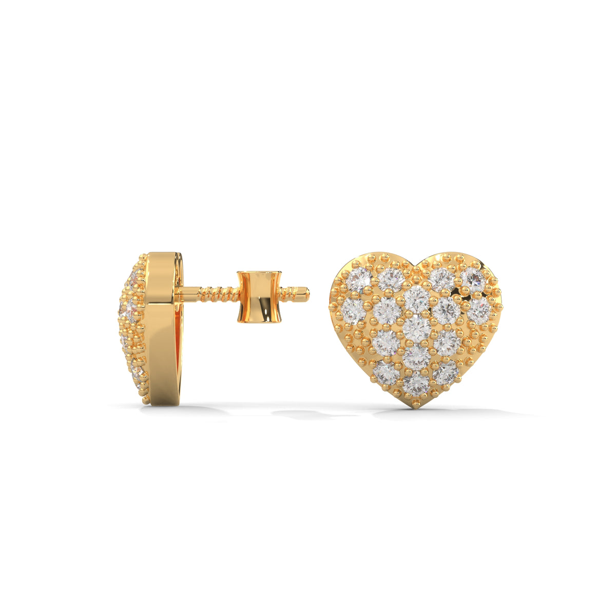 Pave Heart Cluster Studs