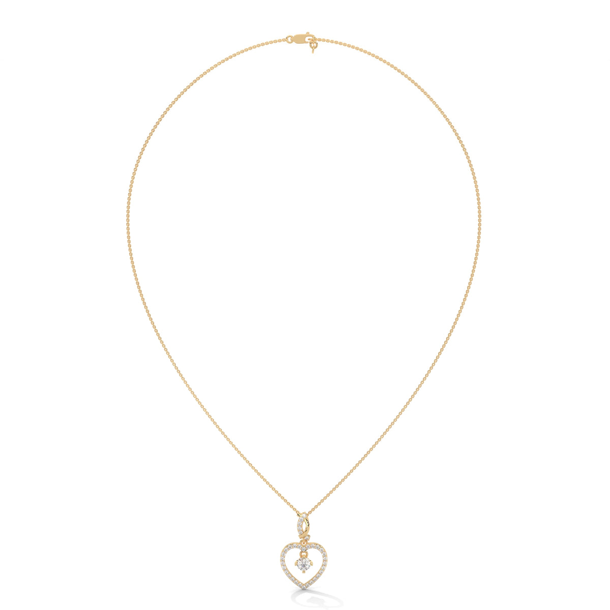 Floating Heart Solitaire Pendant Set
