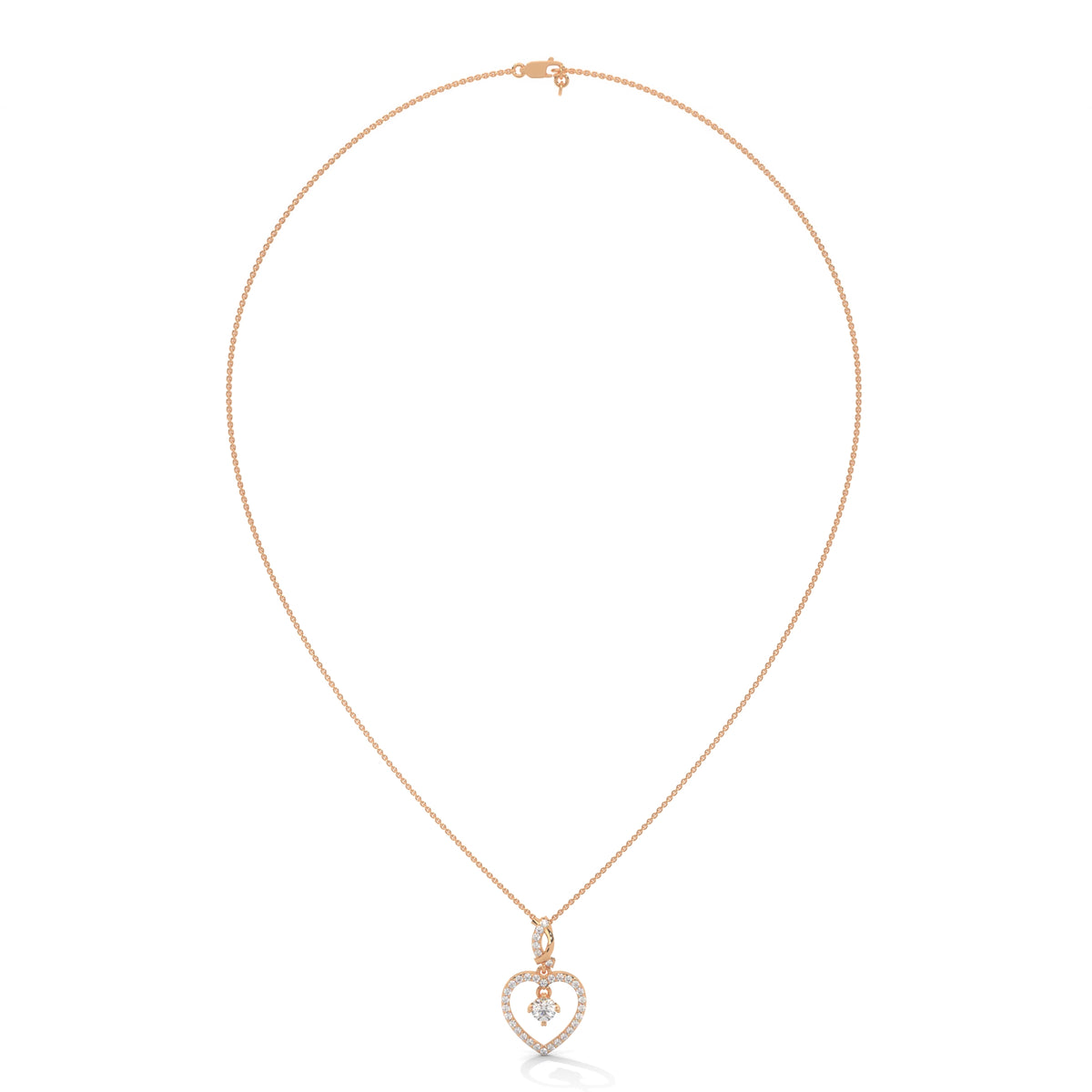Floating Heart Solitaire Pendant Set