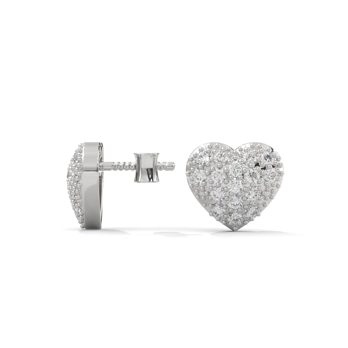 Pave Heart Cluster Studs