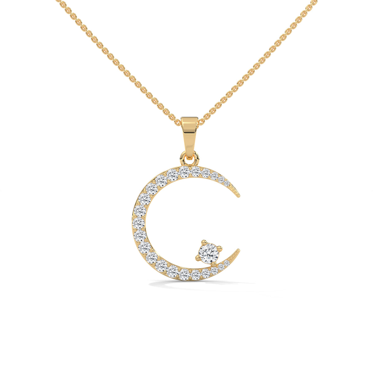Crescent Solitaire Moon Pendant