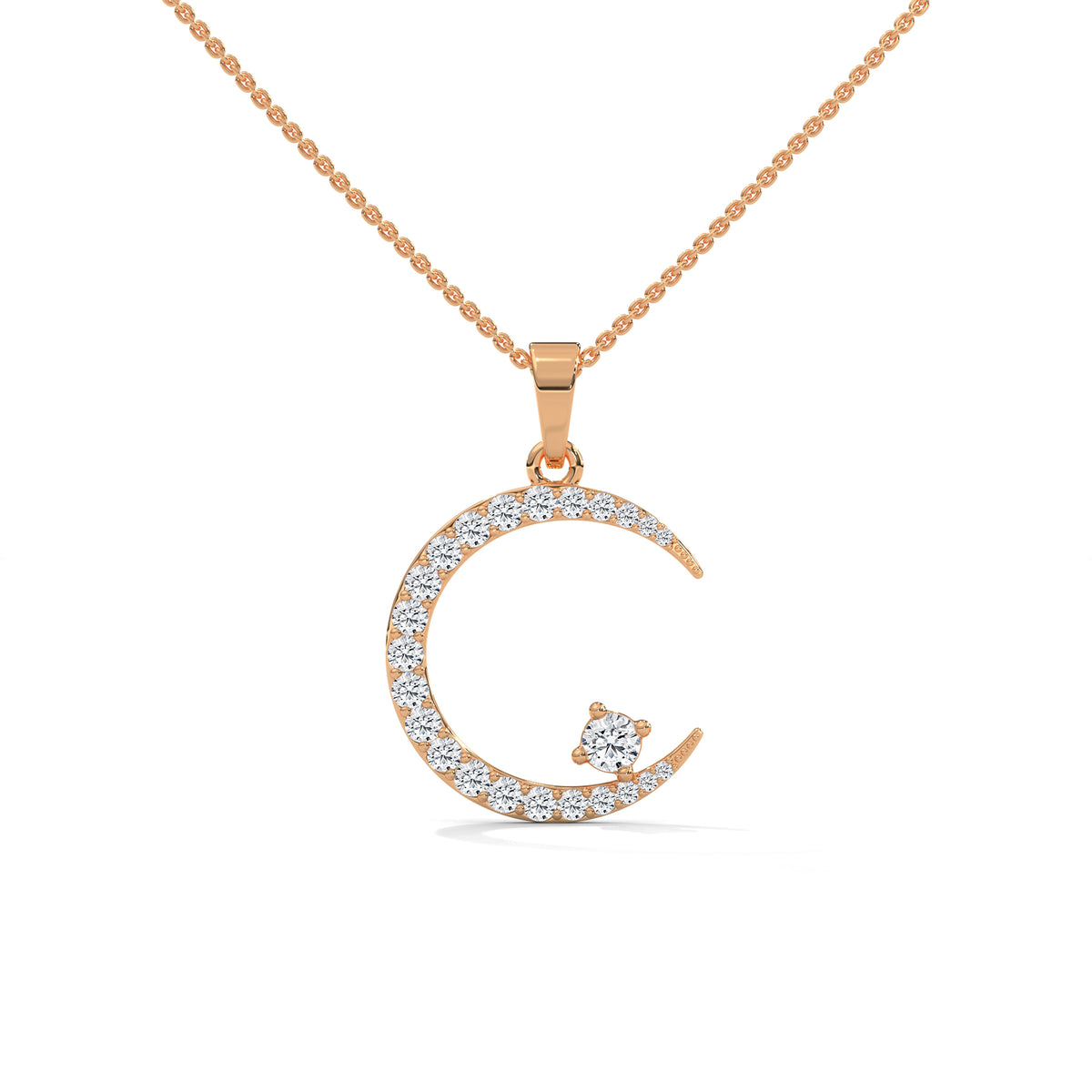 Crescent Solitaire Moon Pendant
