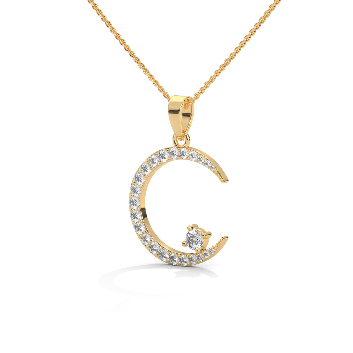 Crescent Solitaire Moon Pendant
