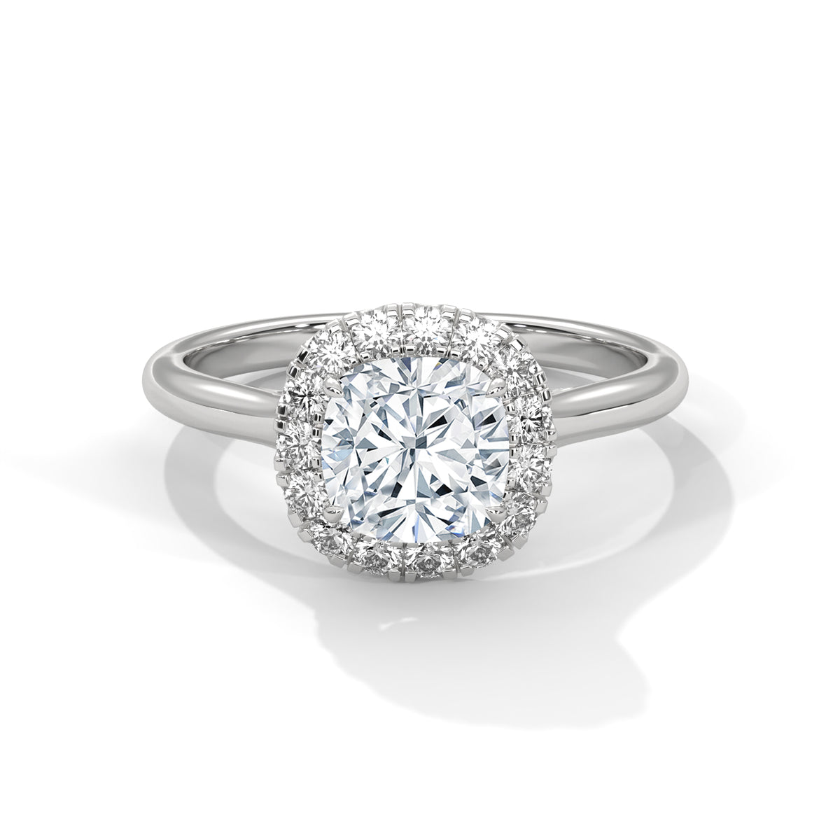 Cushion Halo Solitaire Ring
