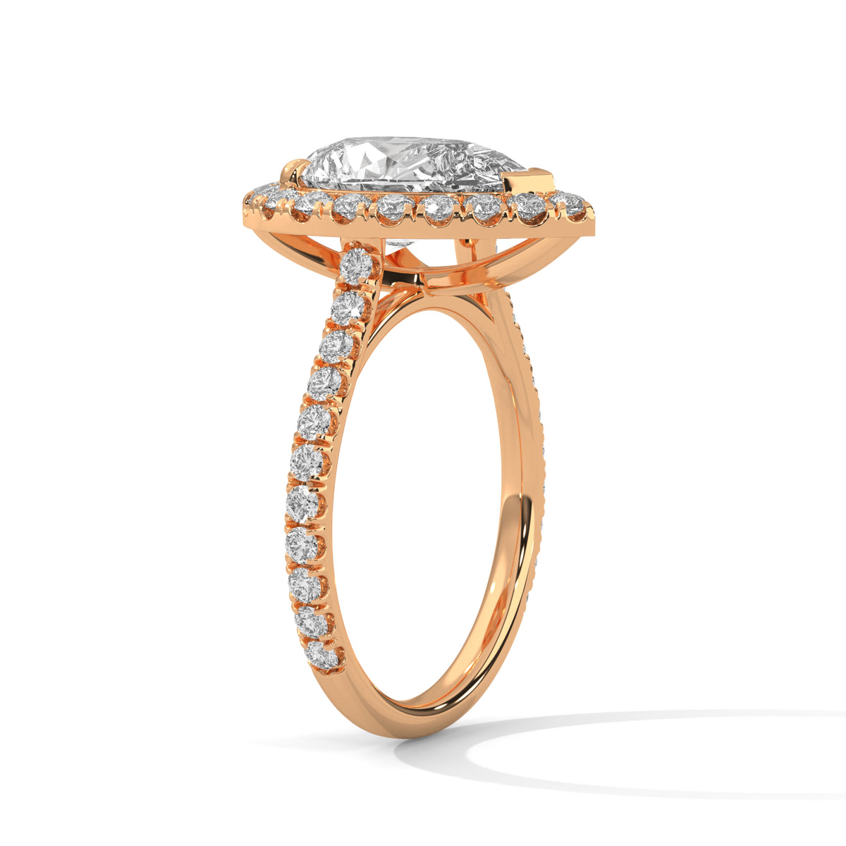 Teardrop Halo Solitaire Ring