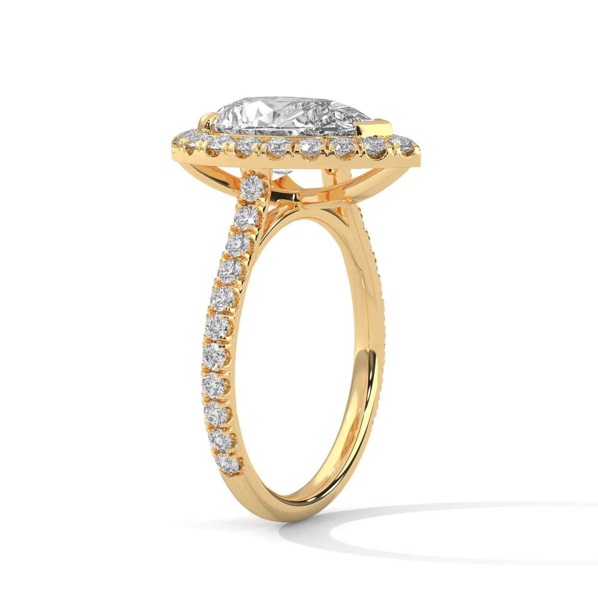 Teardrop Halo Solitaire Ring