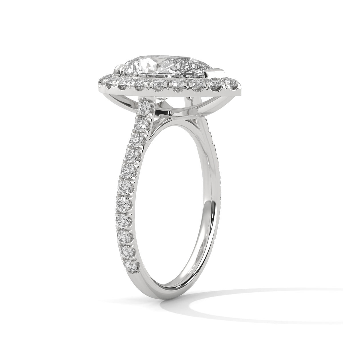 Teardrop Halo Solitaire Ring