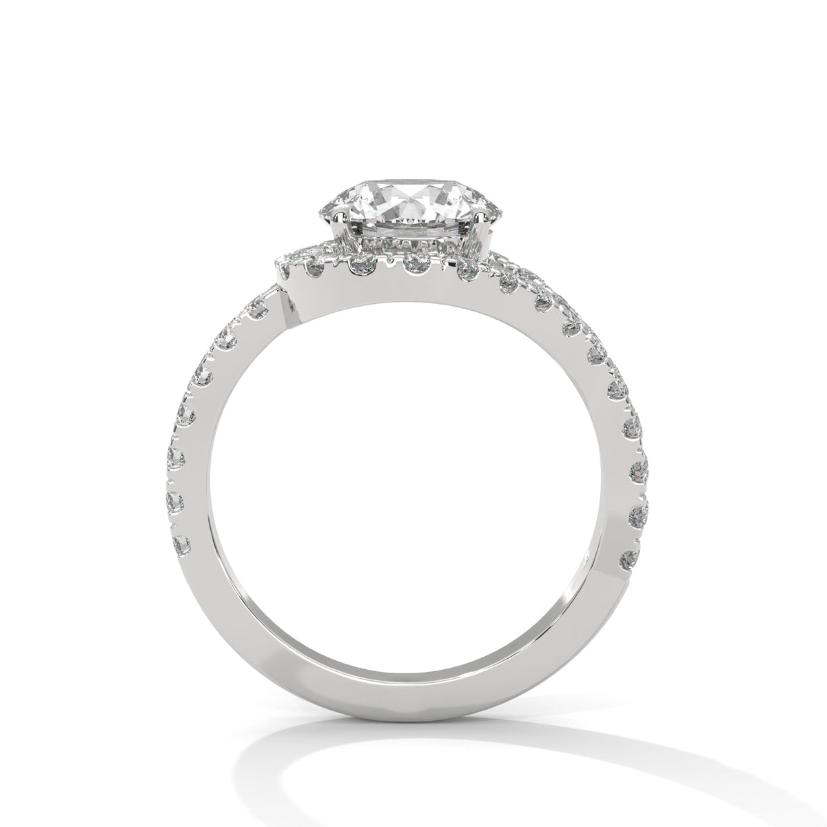 Celestial Swirl Halo Solitaire Ring