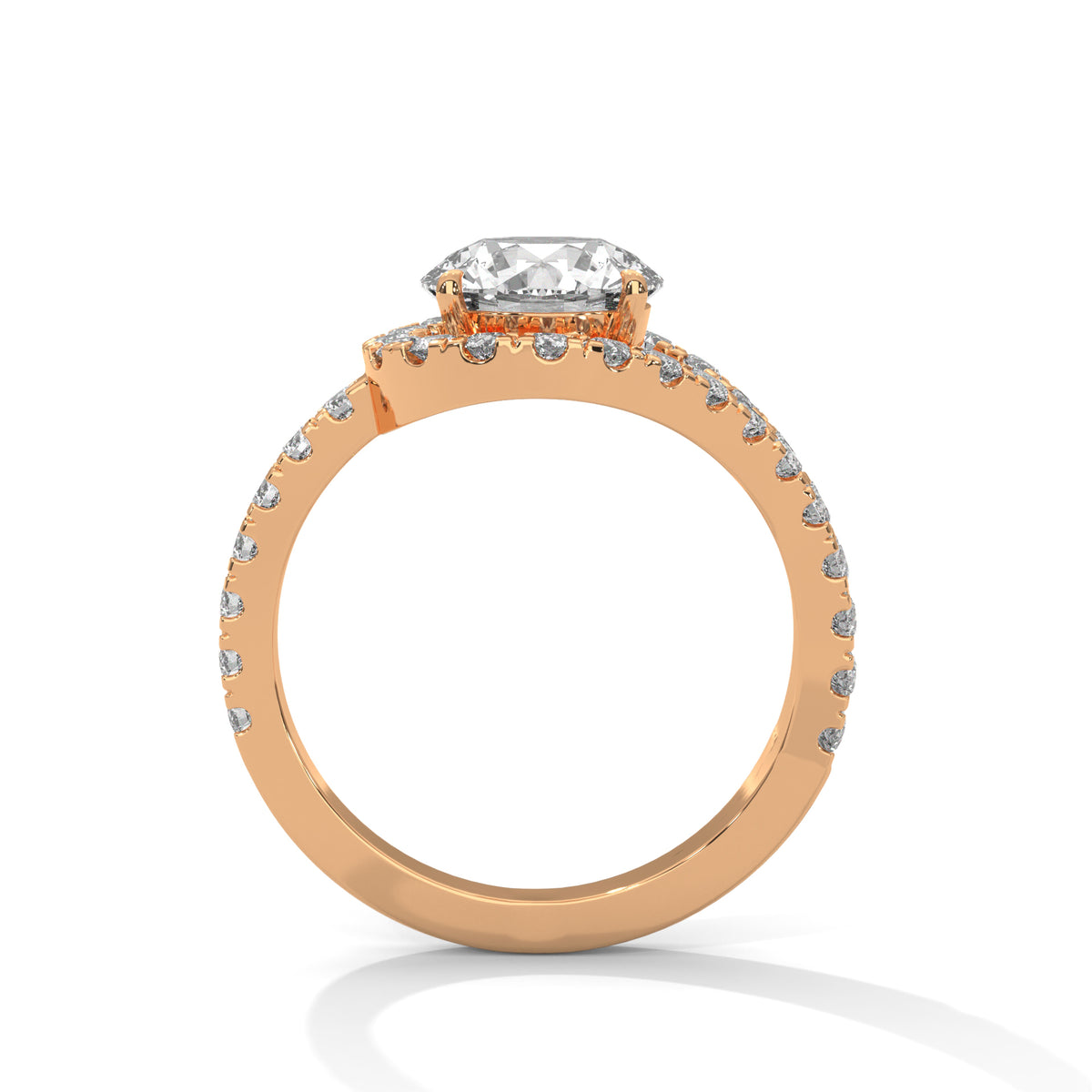 Celestial Swirl Halo Solitaire Ring