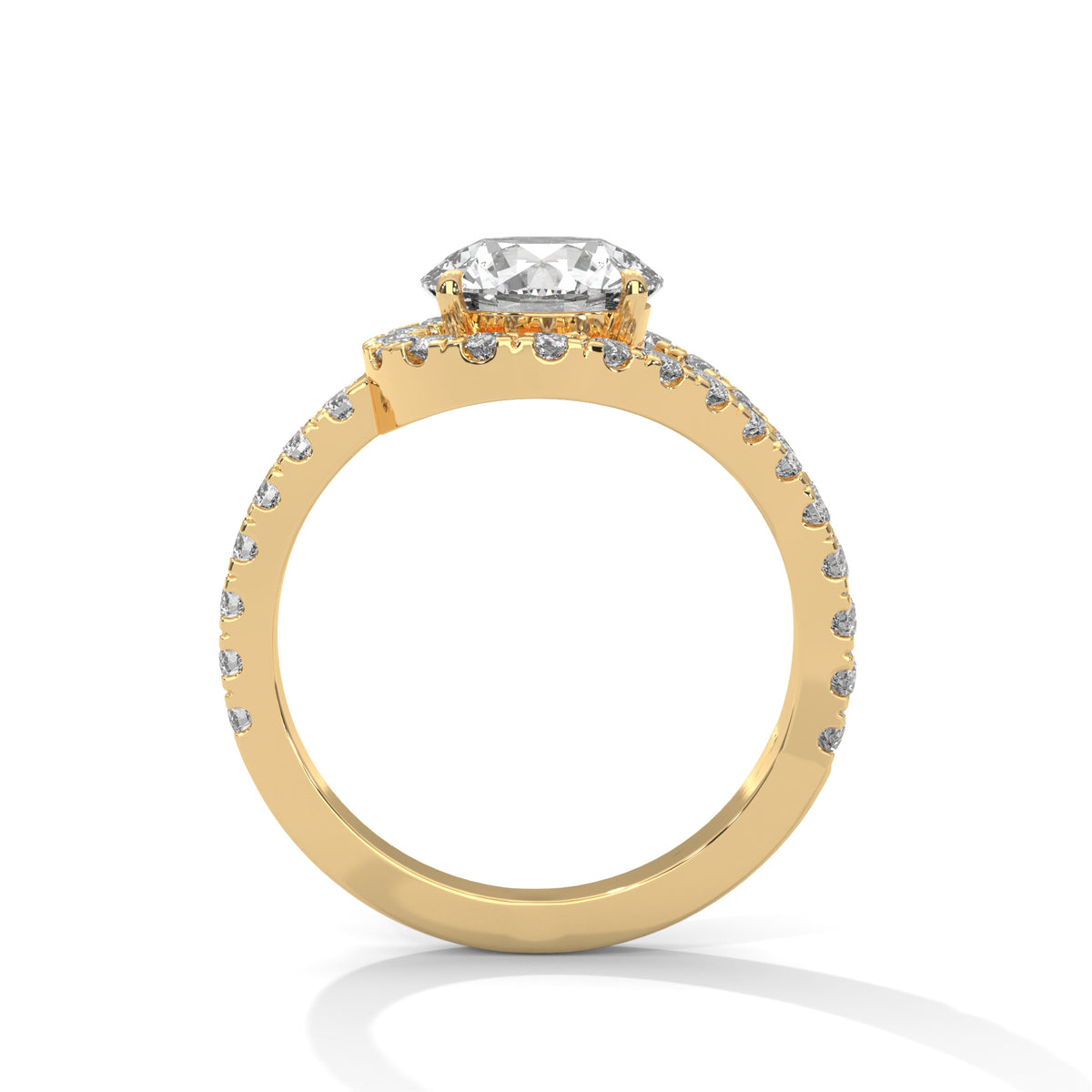 Celestial Swirl Halo Solitaire Ring