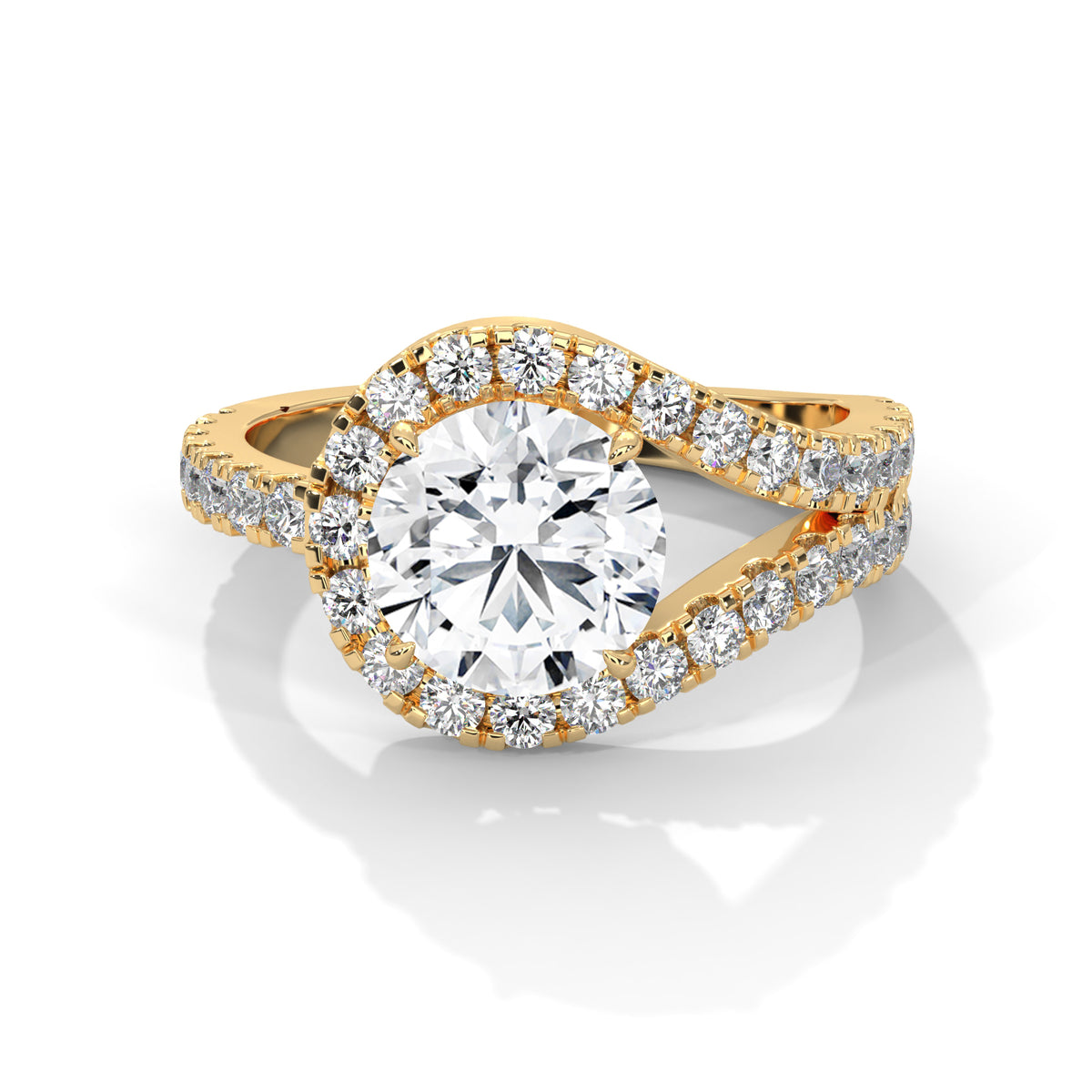 Celestial Swirl Halo Solitaire Ring