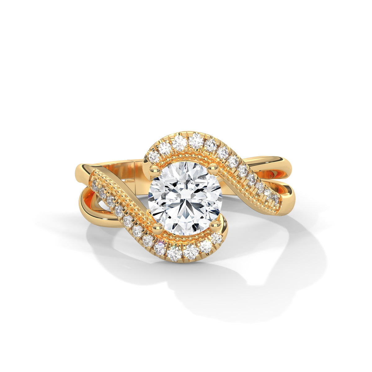 Swirl Halo Solitaire Ring