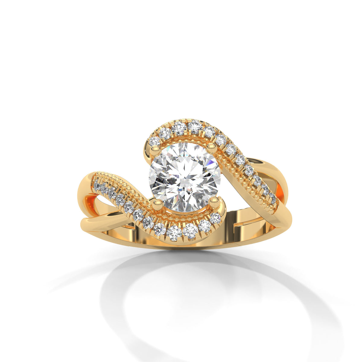 Swirl Halo Solitaire Ring