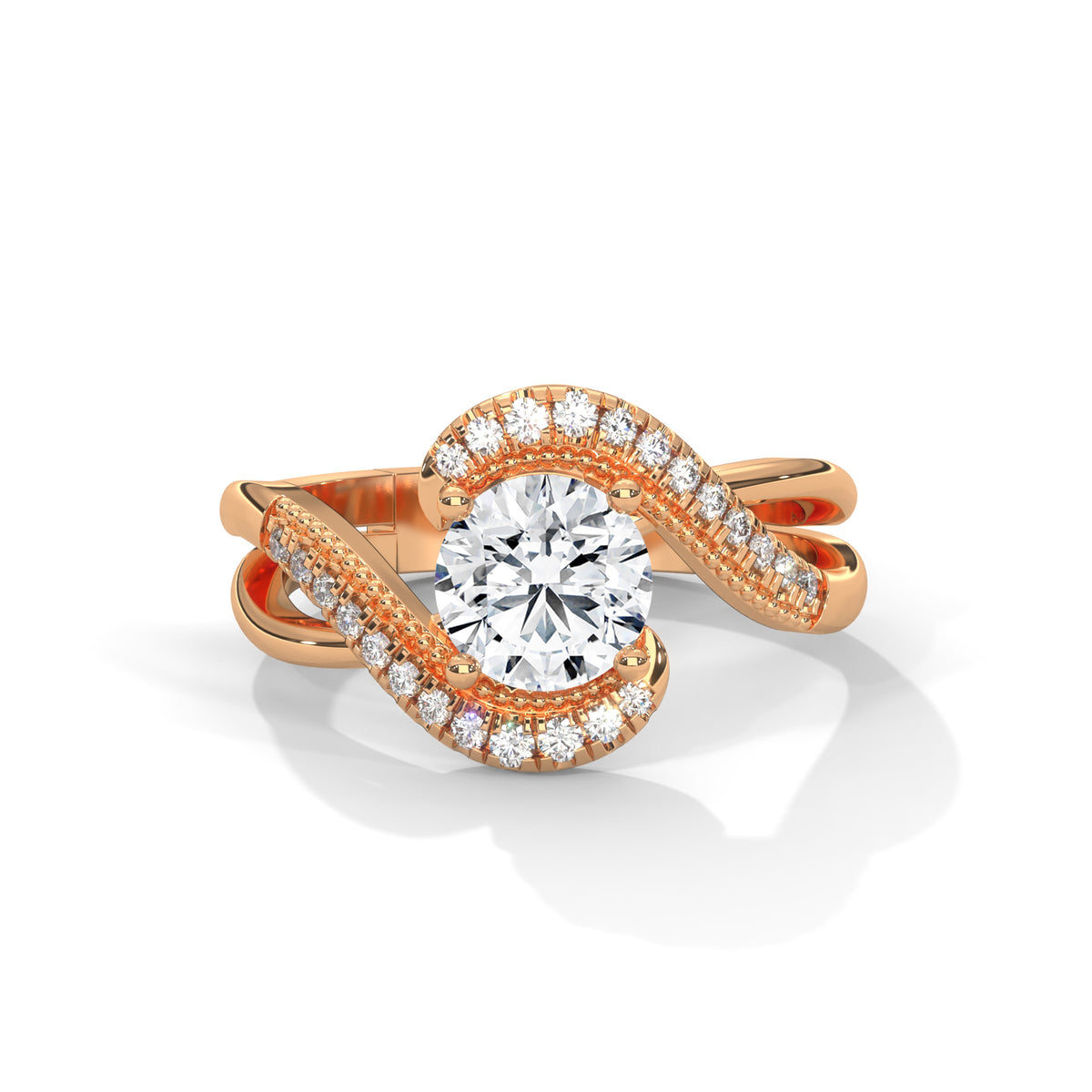 Swirl Halo Solitaire Ring