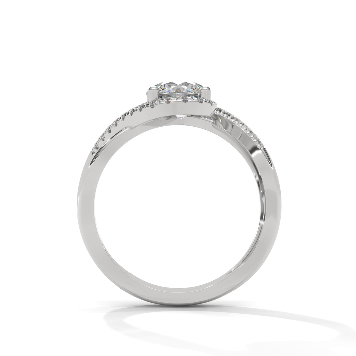 Swirl Halo Solitaire Ring