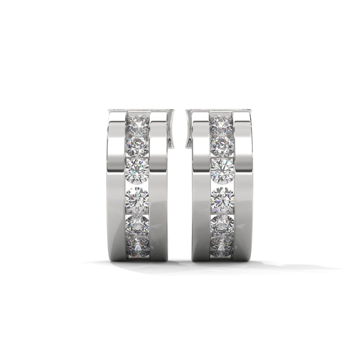 Brilliant Row Huggie Earrings