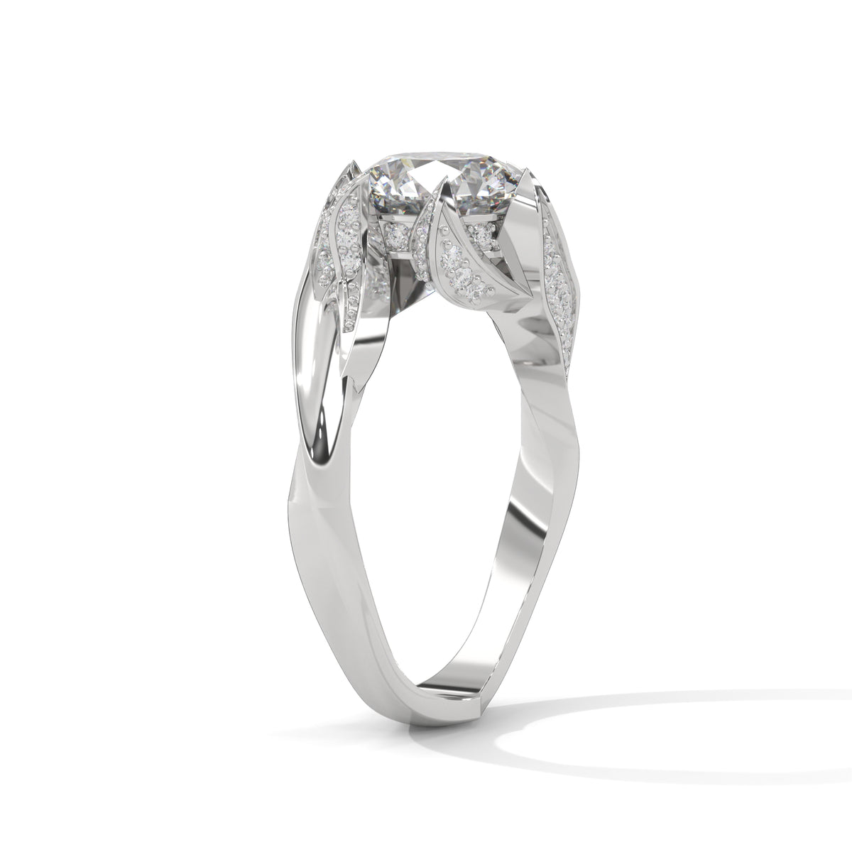 Twisted Bloom Solitaire Ring