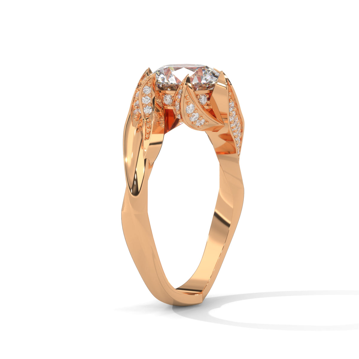 Twisted Bloom Solitaire Ring