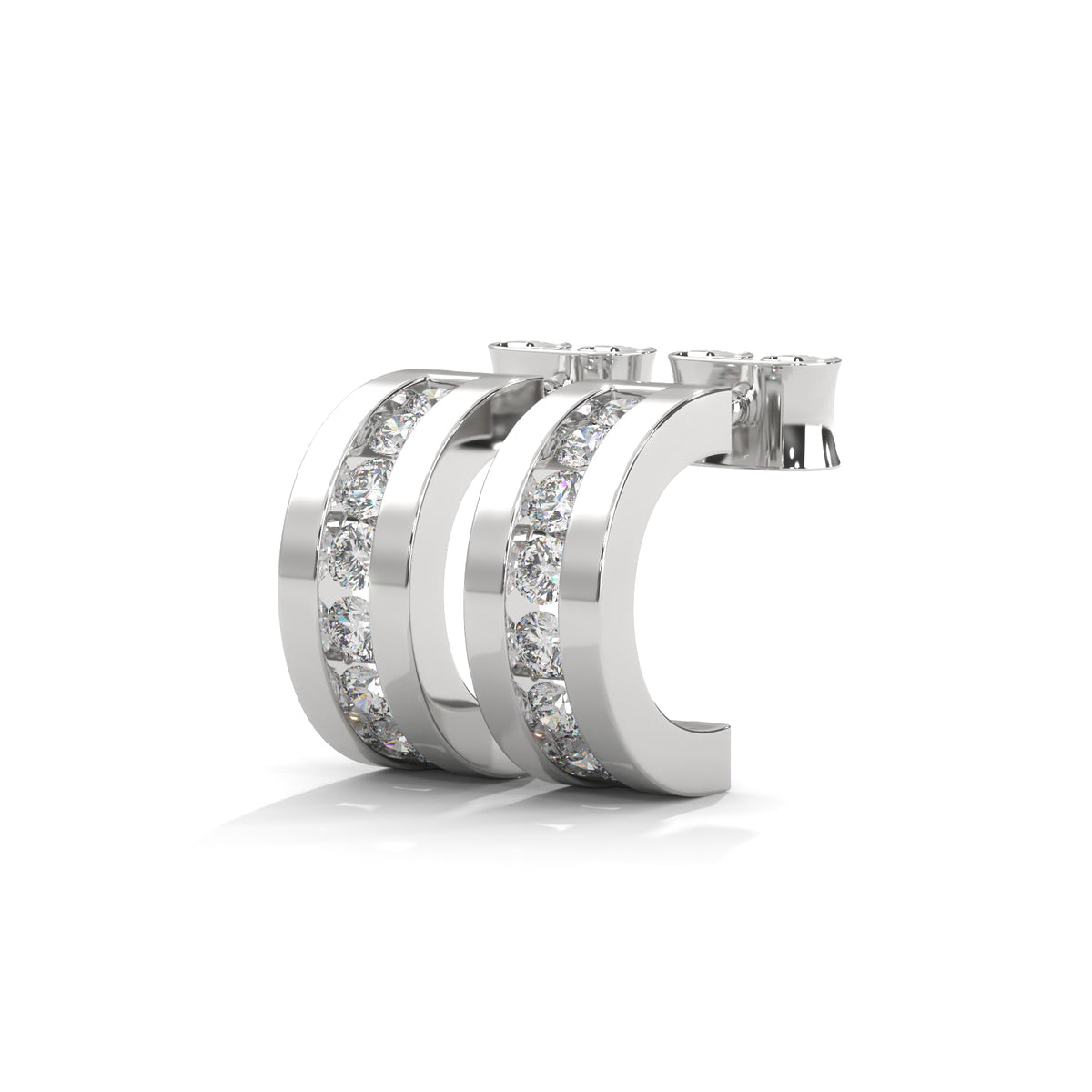 Brilliant Row Huggie Earrings