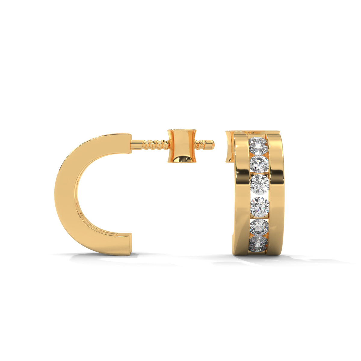 Brilliant Row Huggie Earrings