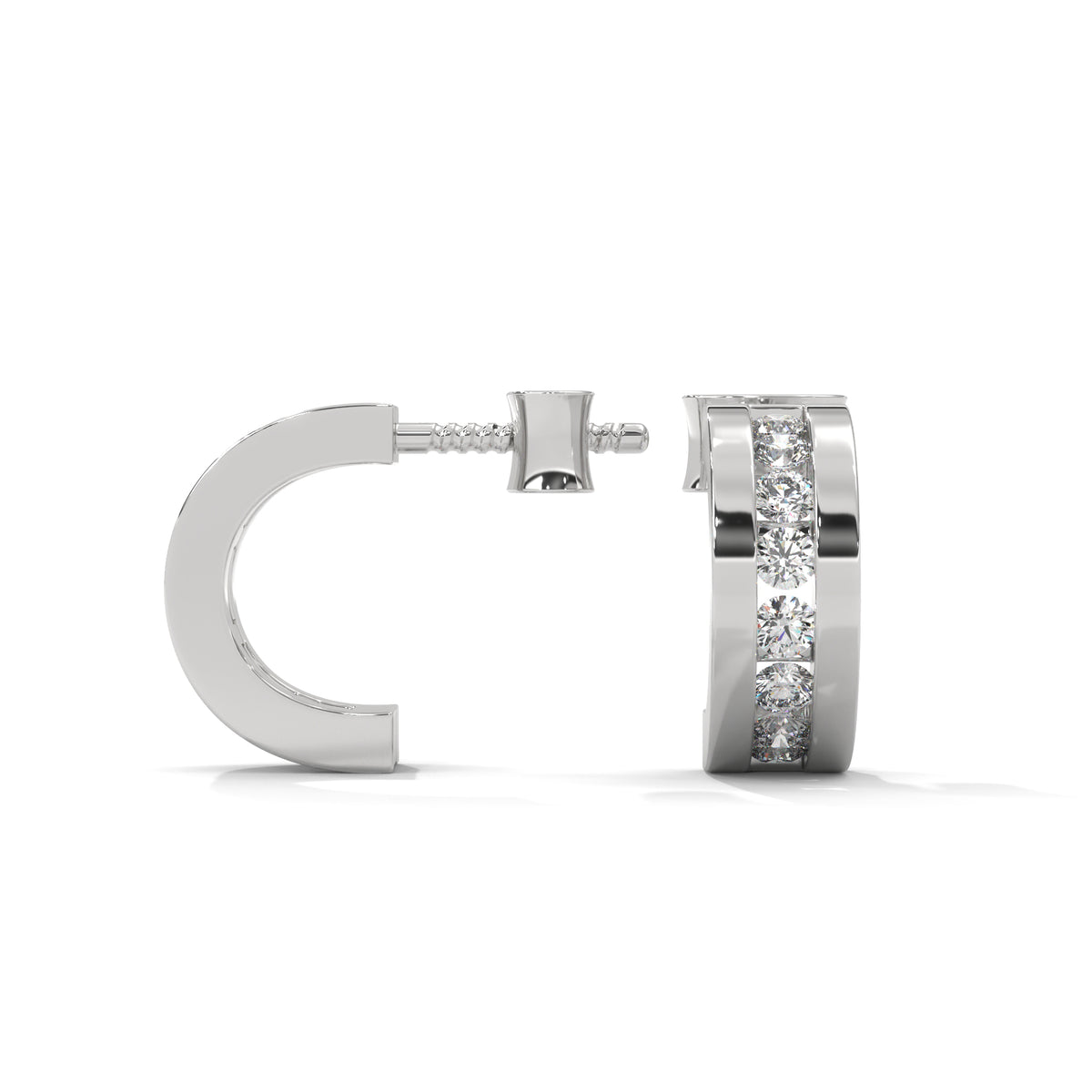Brilliant Row Huggie Earrings