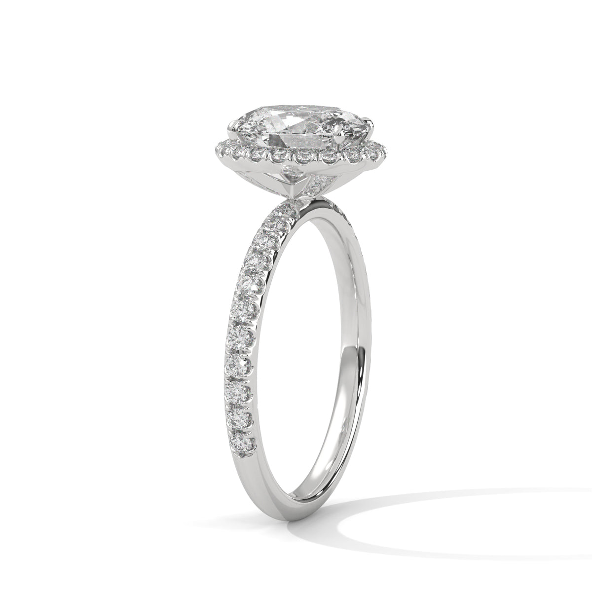 Lumière Oval Halo Solitaire Ring