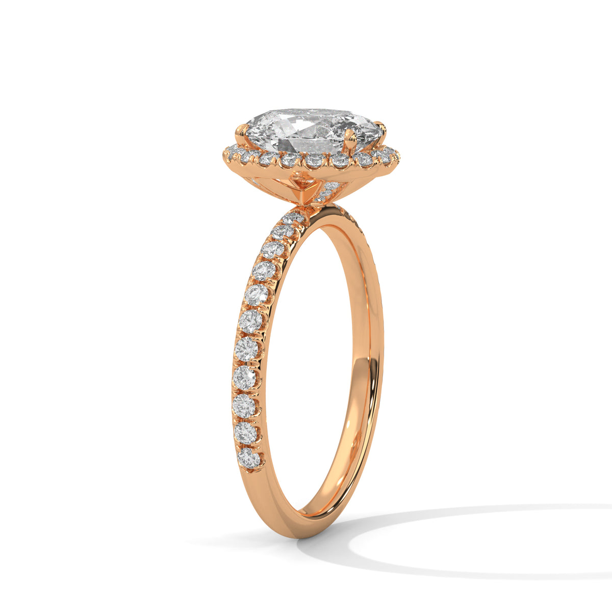Lumière Oval Halo Solitaire Ring