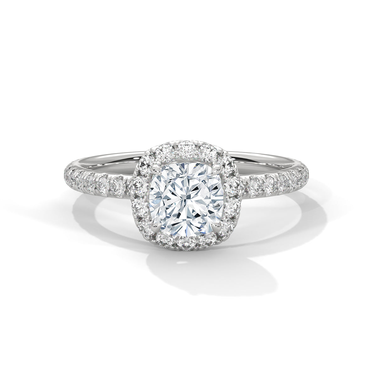 Cushion Halo Bloom Solitaire Ring