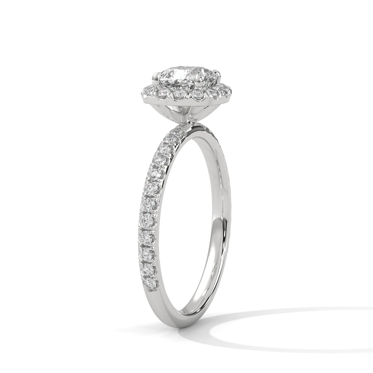 Cushion Halo Bloom Solitaire Ring