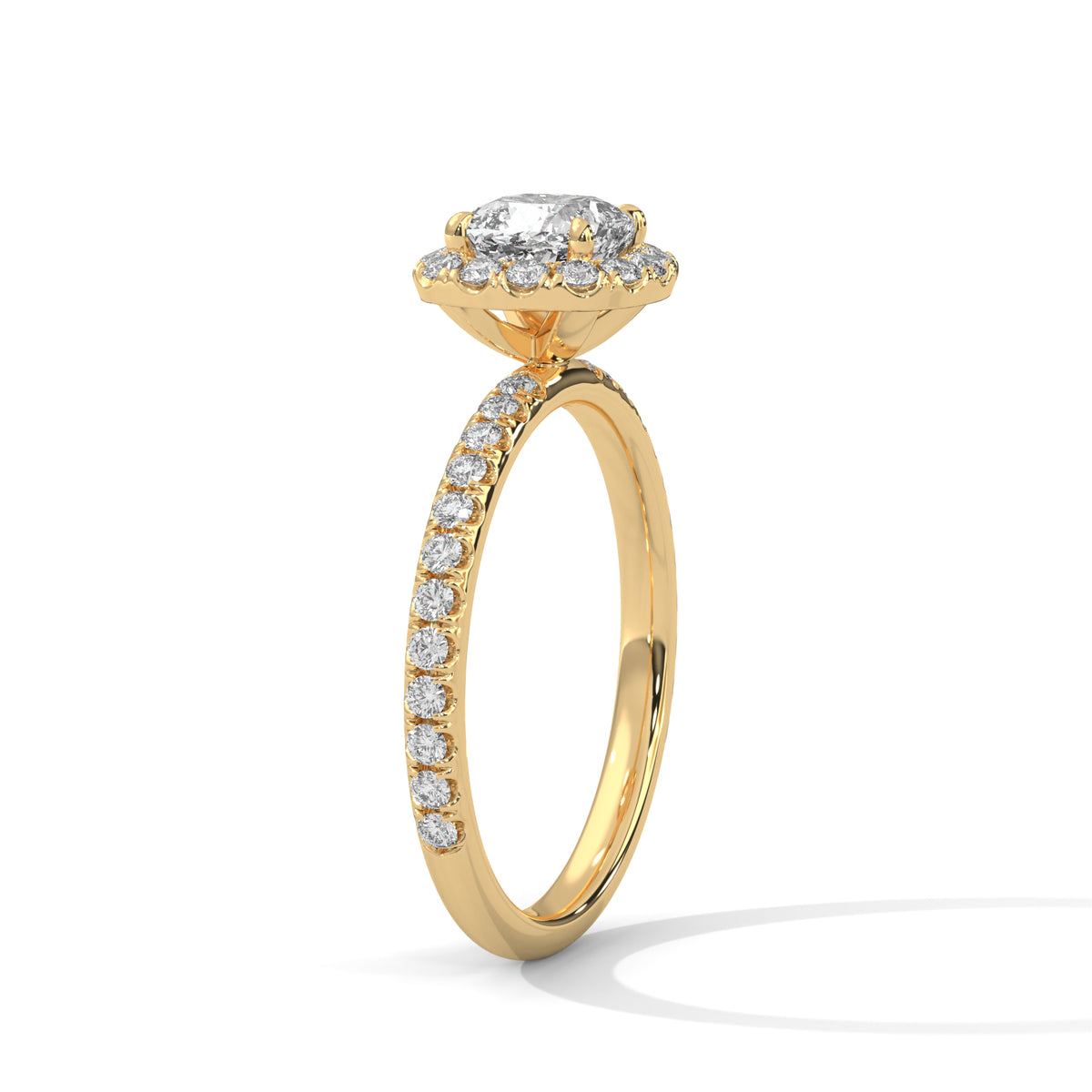 Cushion Halo Bloom Solitaire Ring