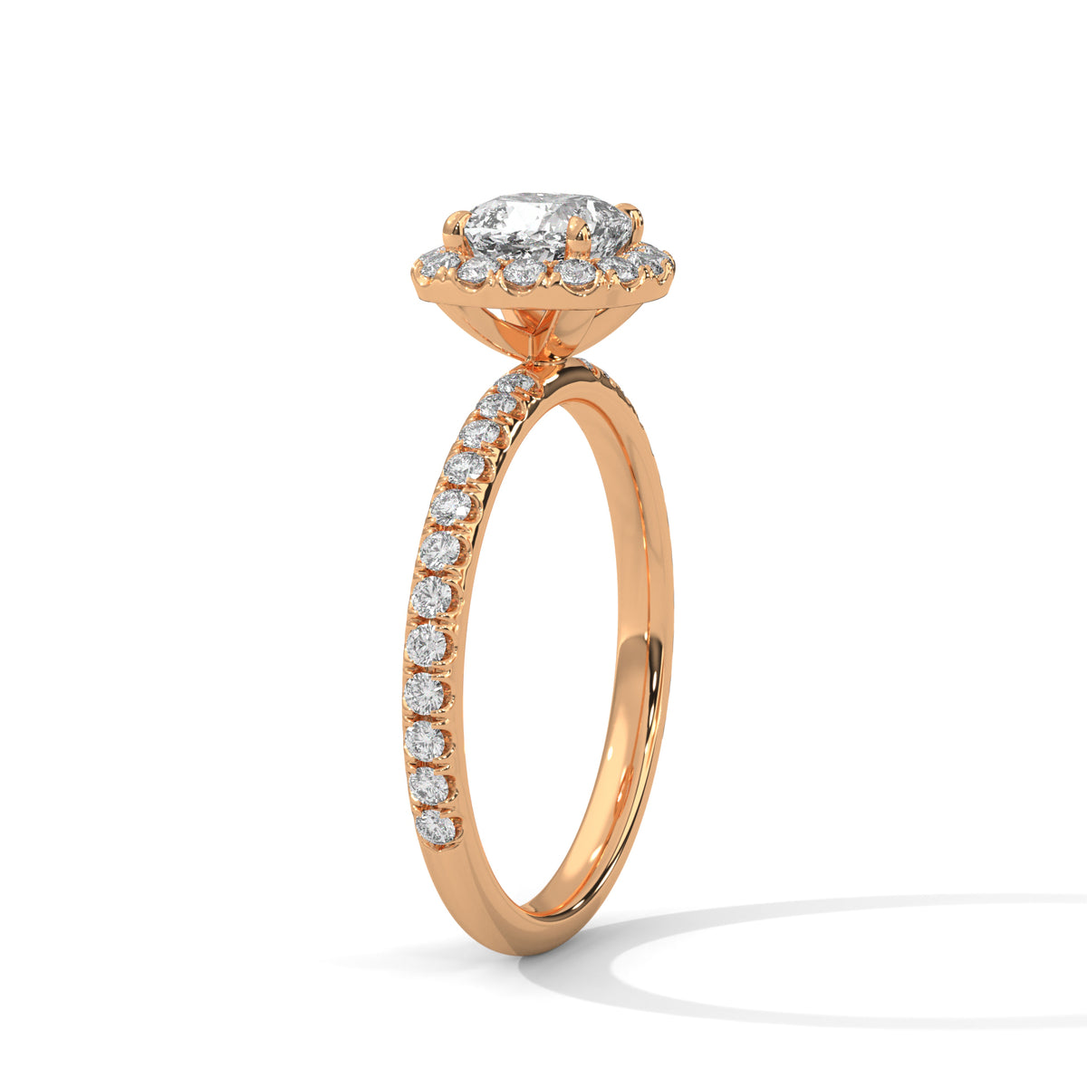 Cushion Halo Bloom Solitaire Ring