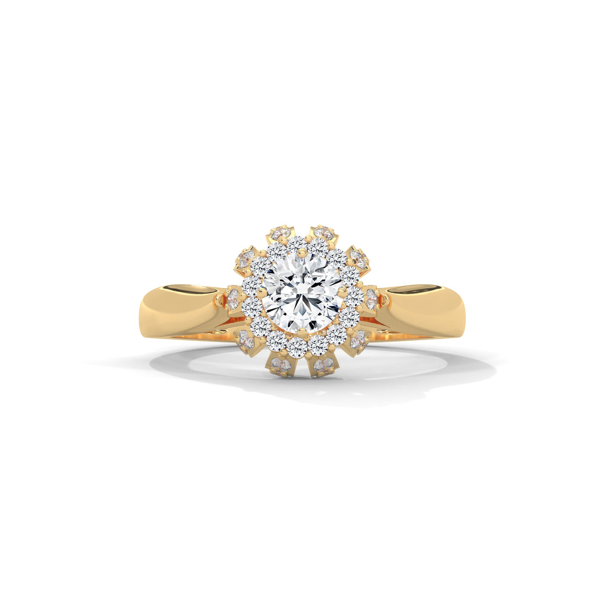 Snowflake Halo Solitaire Ring