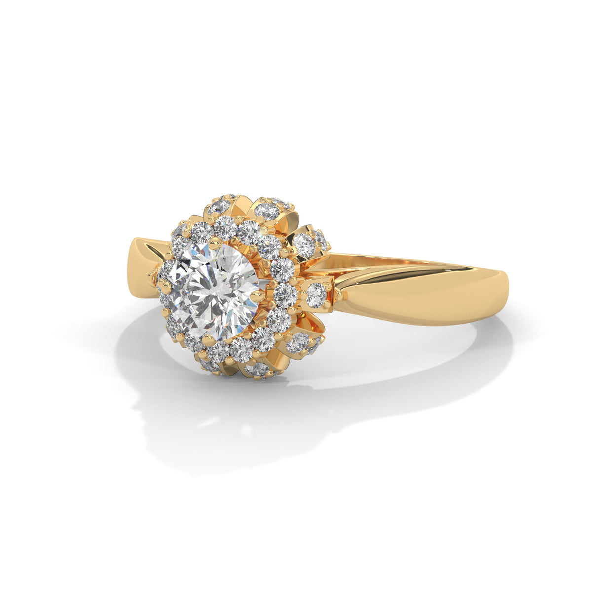 Snowflake Halo Solitaire Ring