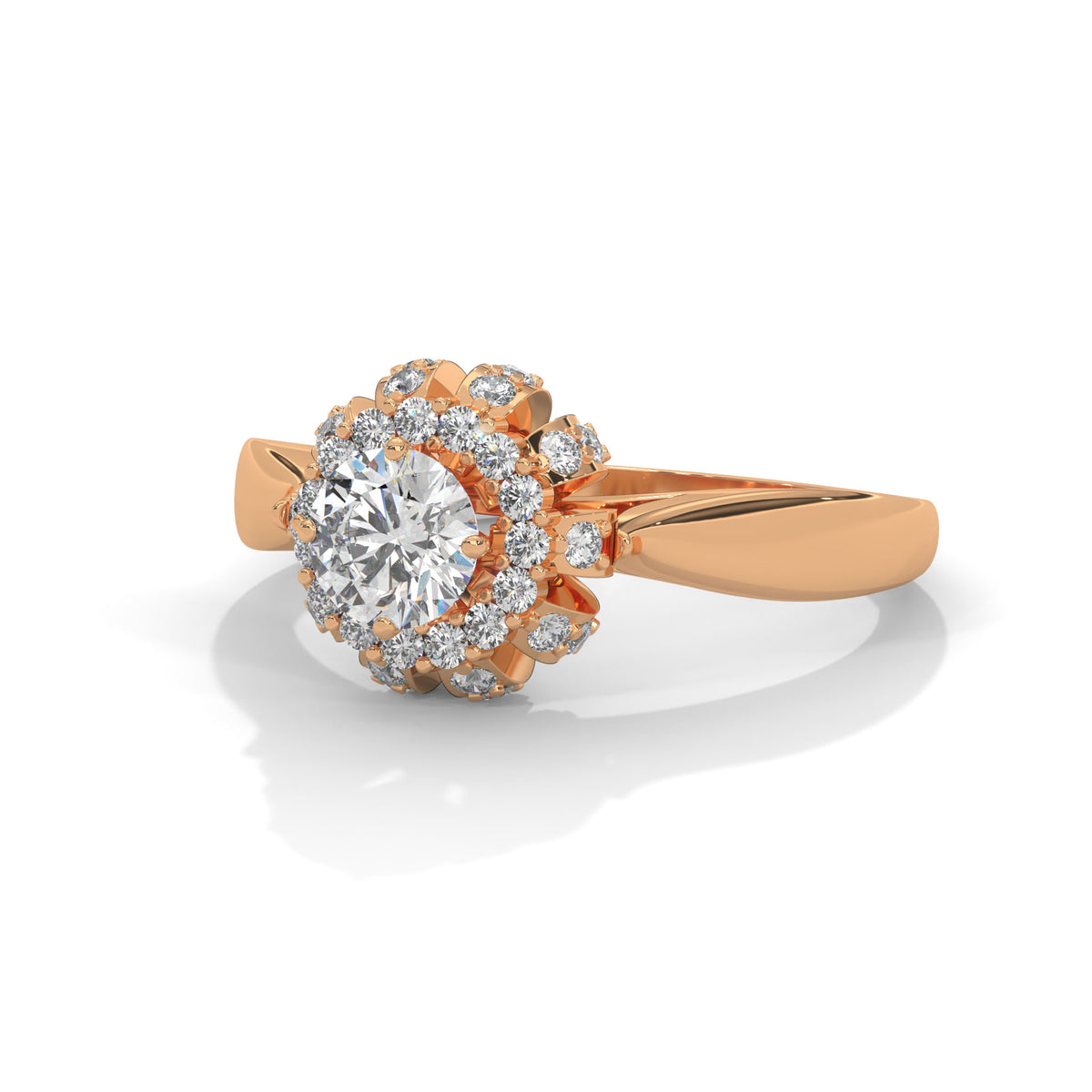 Snowflake Halo Solitaire Ring