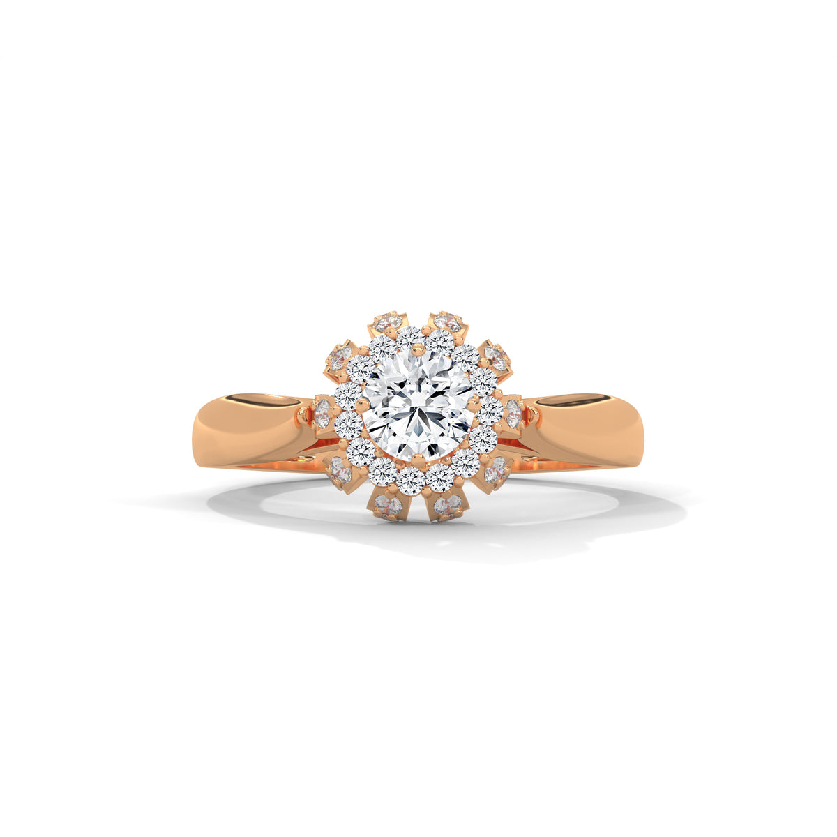 Snowflake Halo Solitaire Ring