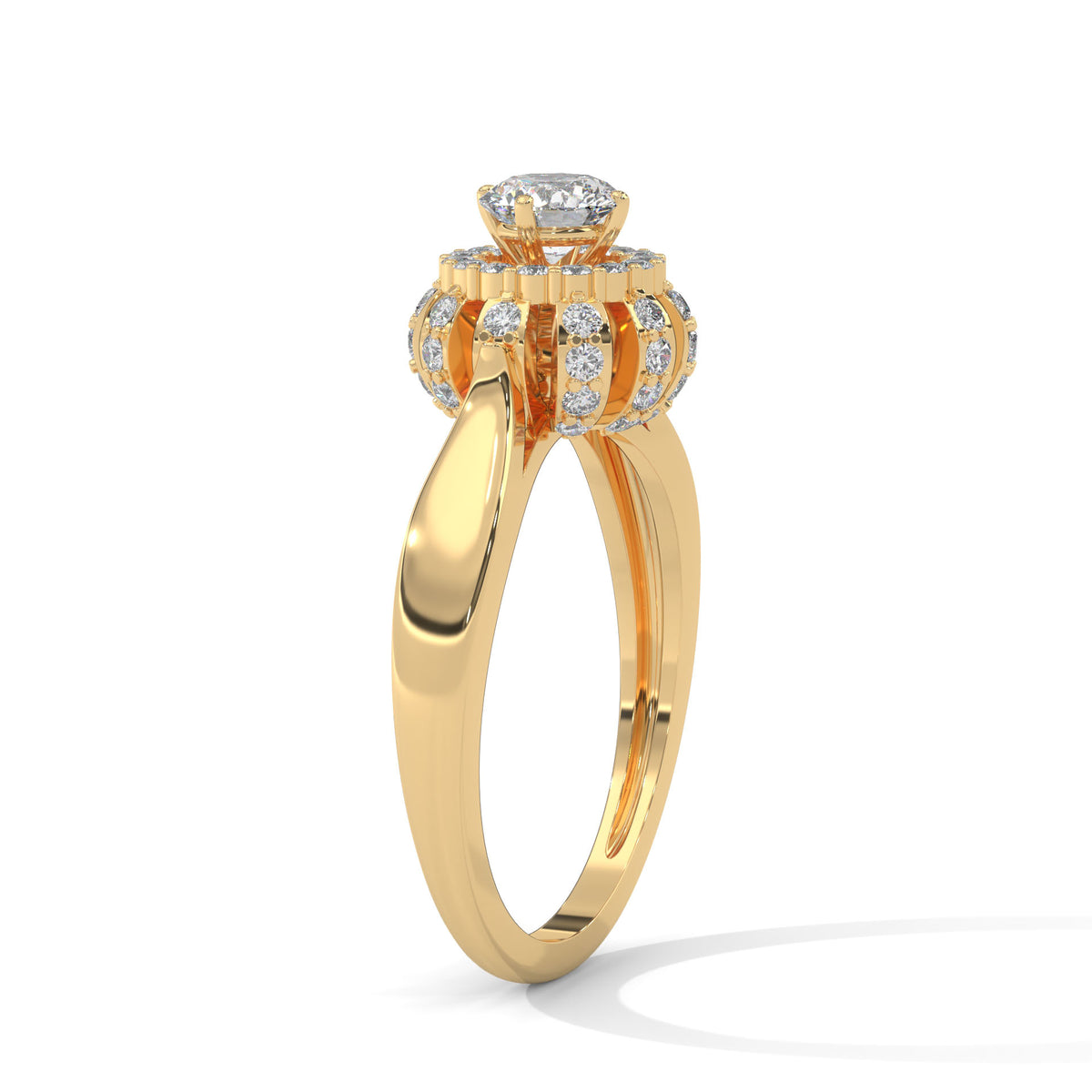 Snowflake Halo Solitaire Ring