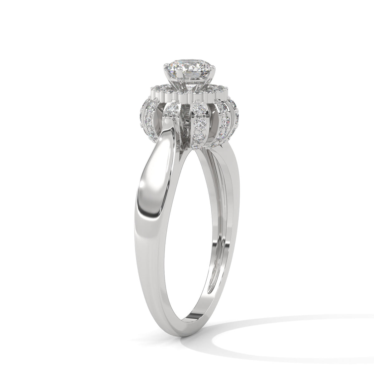 Snowflake Halo Solitaire Ring