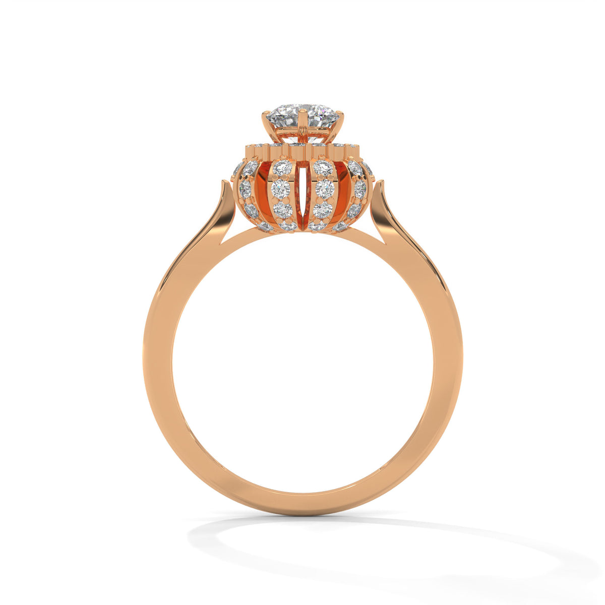 Snowflake Halo Solitaire Ring