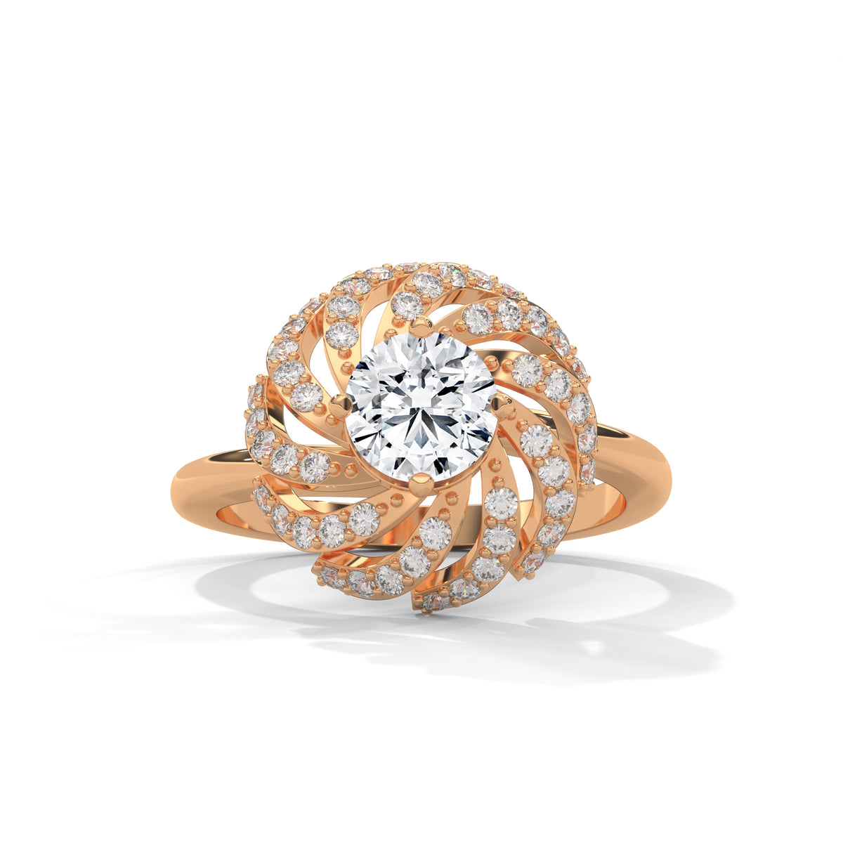 Swirling Bloom Halo Ring